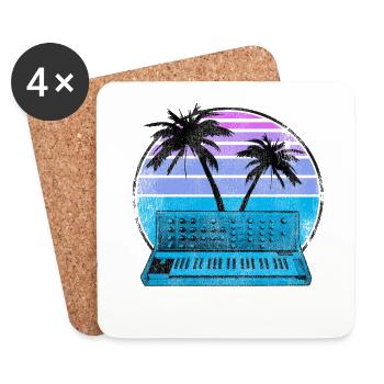 Analog Synthesizer Synthwave Vintage Retrowave - Coasters (set of 4) - white - Front