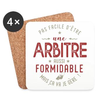 Arbitre cadeau Humour arbitre volley foot rugby - Dessous de verre (lot de 4) - blanc - Devant