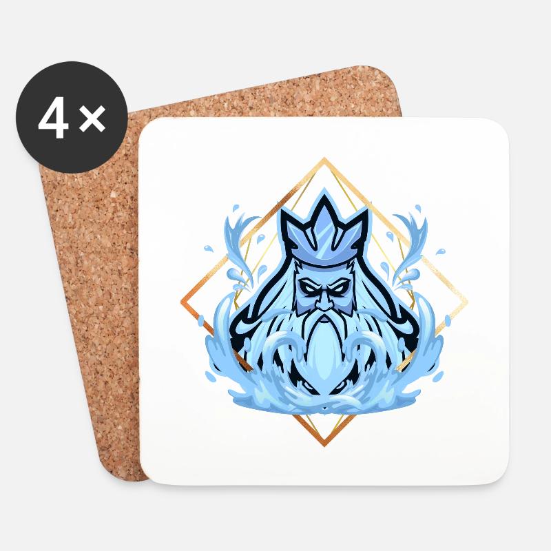 Poseidon griechischer Gott des Meeres - Untersetzer (4er-Set) - Weiß