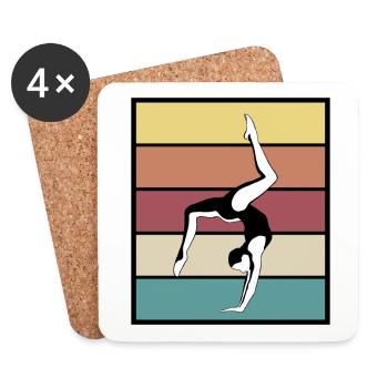 Turnen, Turnerin - Retro Gymnastics - Untersetzer (4er-Set) - Weiß - Vorne