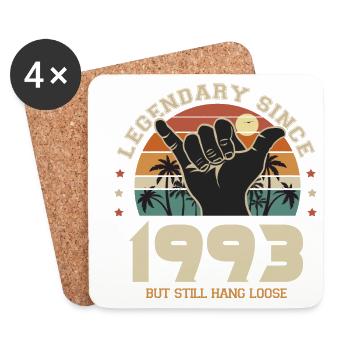 anniversaire né en 1993 Cadeau cool surf 30 ans - Dessous de verre (lot de 4) - blanc - Devant