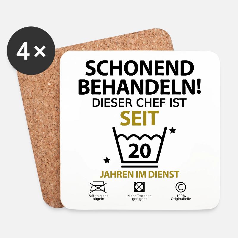 Chef Jubiläum Firmenjubiläum 20 Jahre Jähriges - Untersetzer (4er-Set) - Weiß