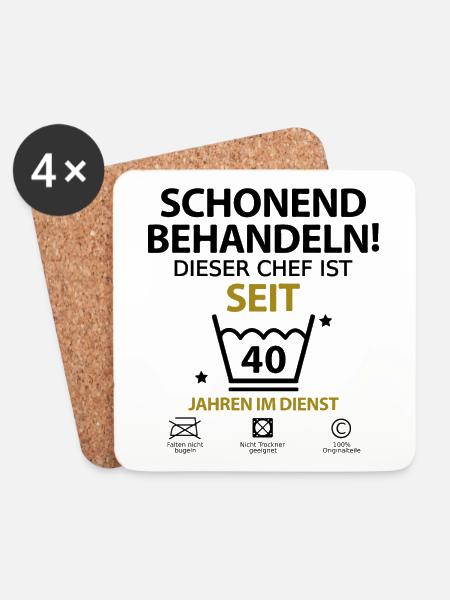 Chef Jubiläum Firmenjubiläum 40 Jahre Jähriges - Untersetzer (4er-Set) - Weiß