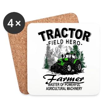 Tracteur - Tracteur - Agriculteur - Agriculteur - Dessous de verre (lot de 4) - blanc - Devant