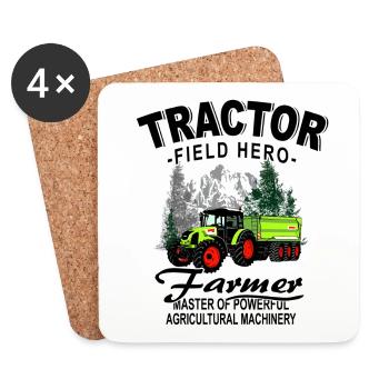 Tracteur - Tracteur - Agriculteur - Agriculteur - Dessous de verre (lot de 4) - blanc - Devant