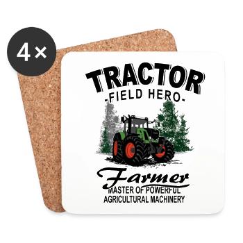Tracteur - Tracteur - Agriculteur - Agriculteur - Dessous de verre (lot de 4) - blanc - Devant