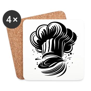 Chef's Hat Chef Symbol - Coasters (set of 4) - white - Front