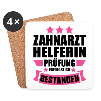 Zahnarzthelferin Gesellenprüfung bestanden - Untersetzer (4er-Set) - Weiß - Vorne