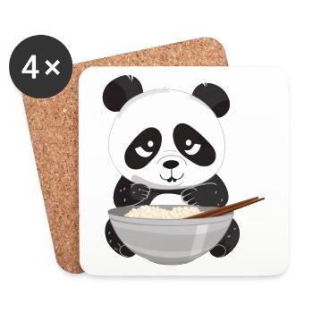 Panda with chopsticks and rice, Asian - Coasters (set of 4) - white - Front