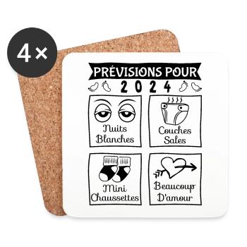 maman,fêtes des mères,fetes des mères,Noël,noel ca - Dessous de verre (lot de 4) - blanc - Devant