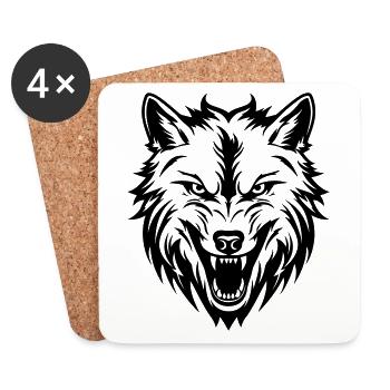 Wolf Kopf - Untersetzer (4er-Set) - Weiß - Vorne