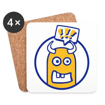 Personnage de dessin animé mignon (point d’exclamation, cercle) - Dessous de verre (lot de 4) - blanc - Devant
