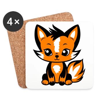 Fox Animal Baby - Coasters (set of 4) - white - Front