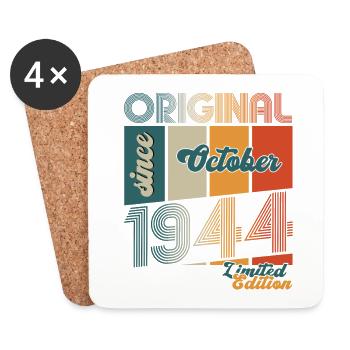 80th Birthday Gift Husband October Vintage 1944 - Coasters (set of 4) - white - Front