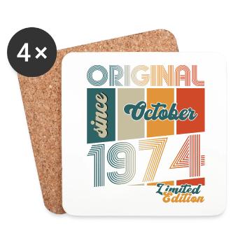 49. Geburtstag Geschenk Mann Oktober Jahrgang 1974 - Untersetzer (4er-Set) - Weiß - Vorne