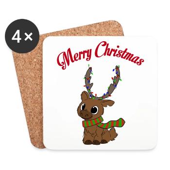 Merry Christmas reindeer - Coasters (set of 4) - white - Front