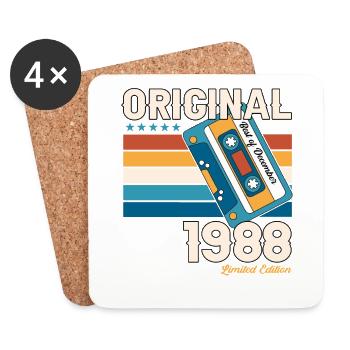 35e anniversaire Cassette décembre Vintage 1988 - Dessous de verre (lot de 4) - blanc - Devant
