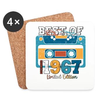 56. Geburtstag Dezember Jahrgang 1967 Kassette - Untersetzer (4er-Set) - Weiß - Vorne