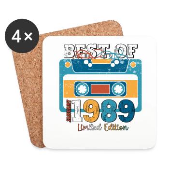 35e anniversaire janvier Vintage 1989 cassette - Dessous de verre (lot de 4) - blanc - Devant