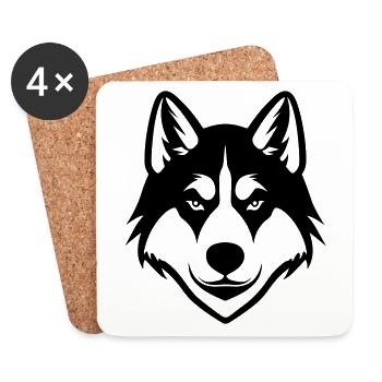 Husky Dog Head - Coasters (set of 4) - white - Front