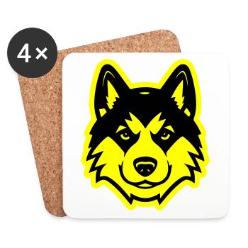 Akita Dog Head - Coasters (set of 4) - white - Front