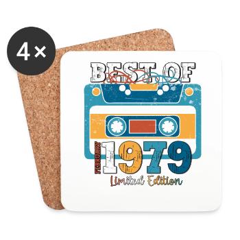 45. Geburtstag Kassette Februar Jahrgang 1979 - Untersetzer (4er-Set) - Weiß - Vorne