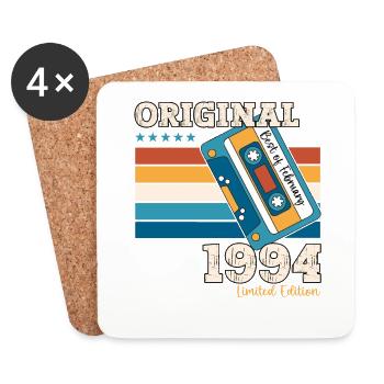30e anniversaire mari février Vintage 1994 Cassette - Dessous de verre (lot de 4) - blanc - Devant
