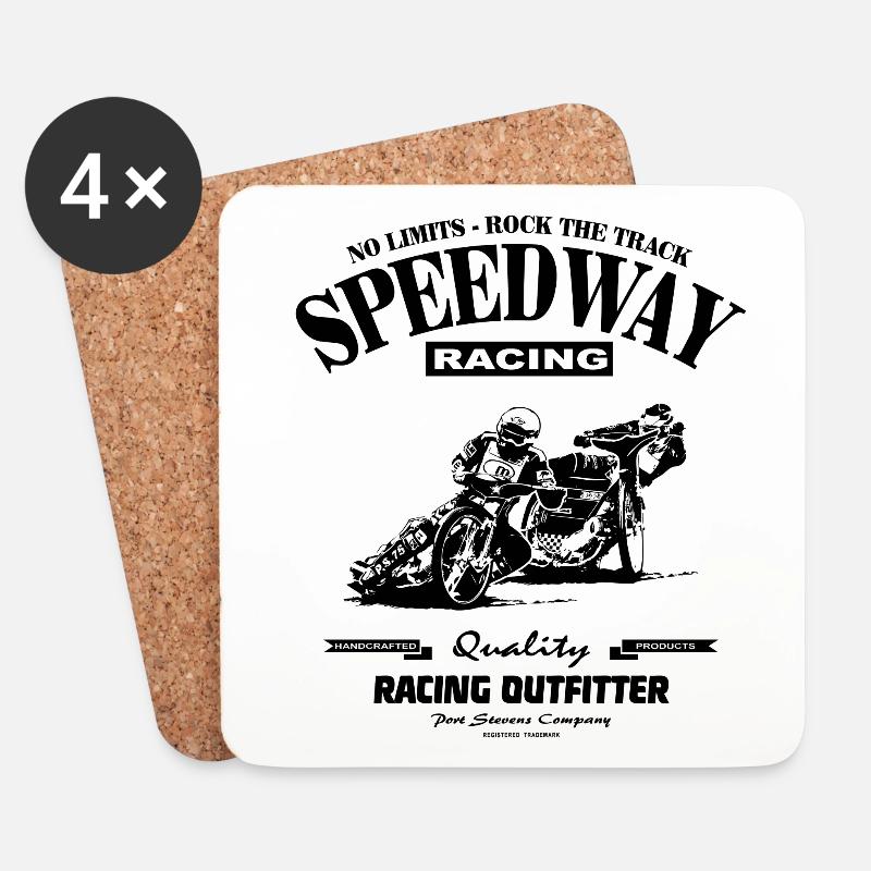 Speedway - Motorcycle Speedway - Coasters (set of 4) - white