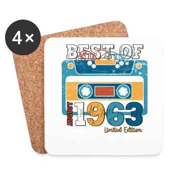 61st Birthday Original August 1963 Cassette 1963 - Coasters (set of 4) - white - Front
