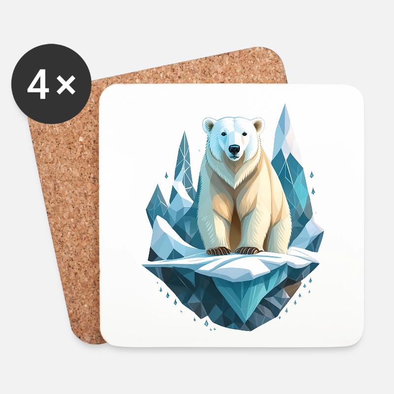 Eisbär auf Eisscholle im Klimawandel - Untersetzer (4er-Set) - Weiß