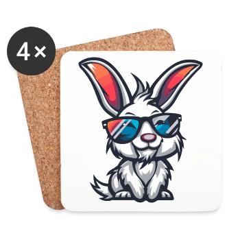 Hase Cool Comic - Untersetzer (4er-Set) - Weiß - Vorne