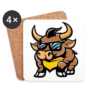 Stier Cool Comic - Untersetzer (4er-Set) - Weiß - Vorne
