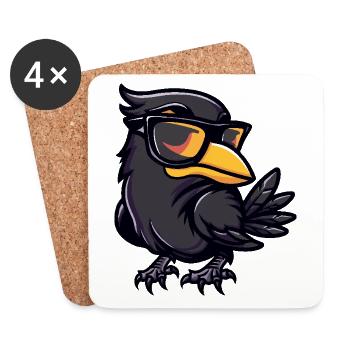 Raven Crow Cool Comic - Coasters (set of 4) - white - Front