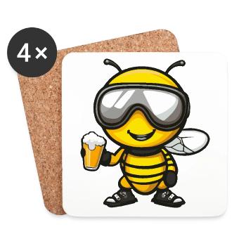 Biene Apres Ski Bier - Untersetzer (4er-Set) - Weiß - Vorne