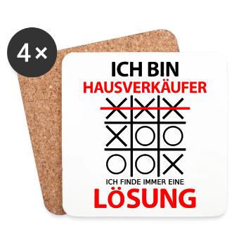 Hausverkäufer Hauskauf Verkäufer Lustig Sprüche - Untersetzer (4er-Set) - Weiß - Vorne