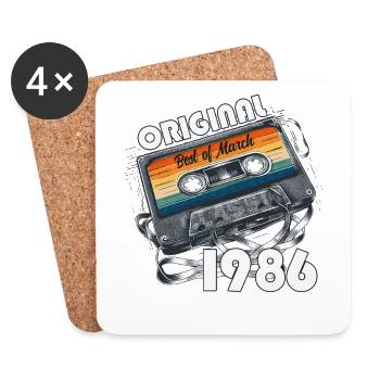 40ème anniversaire Cadeau Homme Cassette Mars 1986 - Dessous de verre (lot de 4) - blanc - Devant