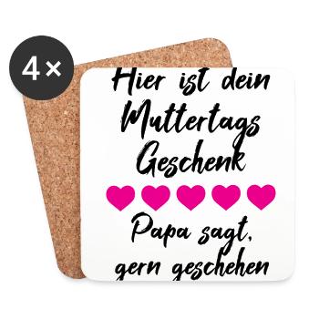 Muttertag, Geschenk, Idee, Mutter Tag, Kinder - Untersetzer (4er-Set) - Weiß - Vorne