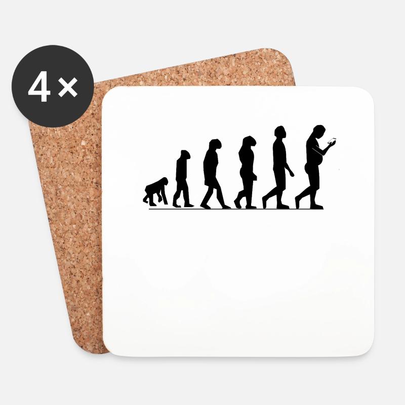 lustige Evolution Smartphone - Untersetzer (4er-Set) - Weiß