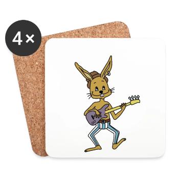 Basse, jouer, lapin - Dessous de verre (lot de 4) - blanc - Devant