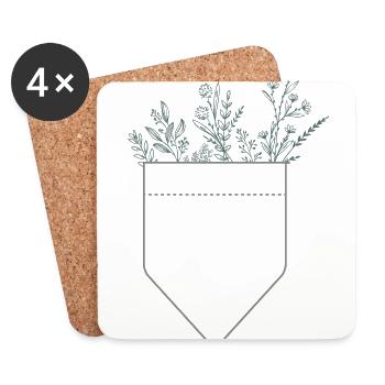 Plantes de poche - Dessous de verre (lot de 4) - blanc - Devant