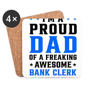 I'm A Proud Dad Of A Freaking Awesome Bank Clerk F - Untersetzer (4er-Set) - Weiß - Vorne