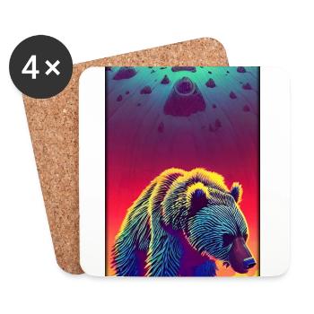 Bear Grizzly Bear Brown Bear Predator Wildlife Forest 5 - Coasters (set of 4) - white - Front