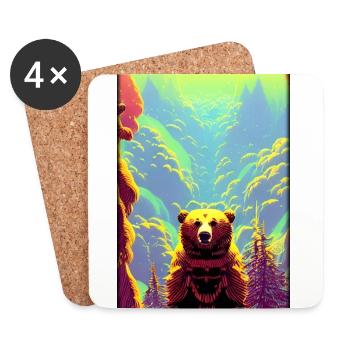 Bear Grizzly Bear Brown Bear Predator Wildlife Forest 7 - Coasters (set of 4) - white - Front