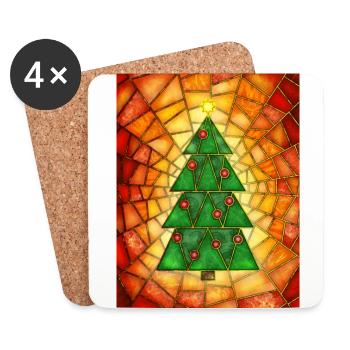 Christmas tree in Tiffany style - Coasters (set of 4) - white - Front