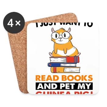 I Just Want To Read Books And Pet My Guinea Pig An - Untersetzer (4er-Set) - Weiß - Vorne