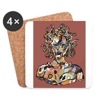 Méduse avec fond - Dessous de verre (lot de 4) - blanc - Devant