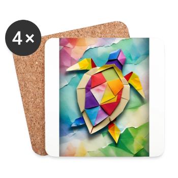 Baby Origami Turtle - Coasters (set of 4) - white - Front