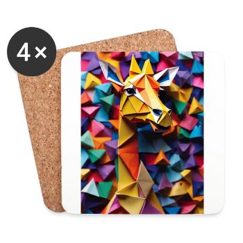 Girafe en origami - Dessous de verre (lot de 4) - blanc - Devant