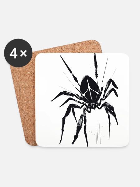 spinne,schwarz,tarantel,illustration - Untersetzer (4er-Set) - Weiß