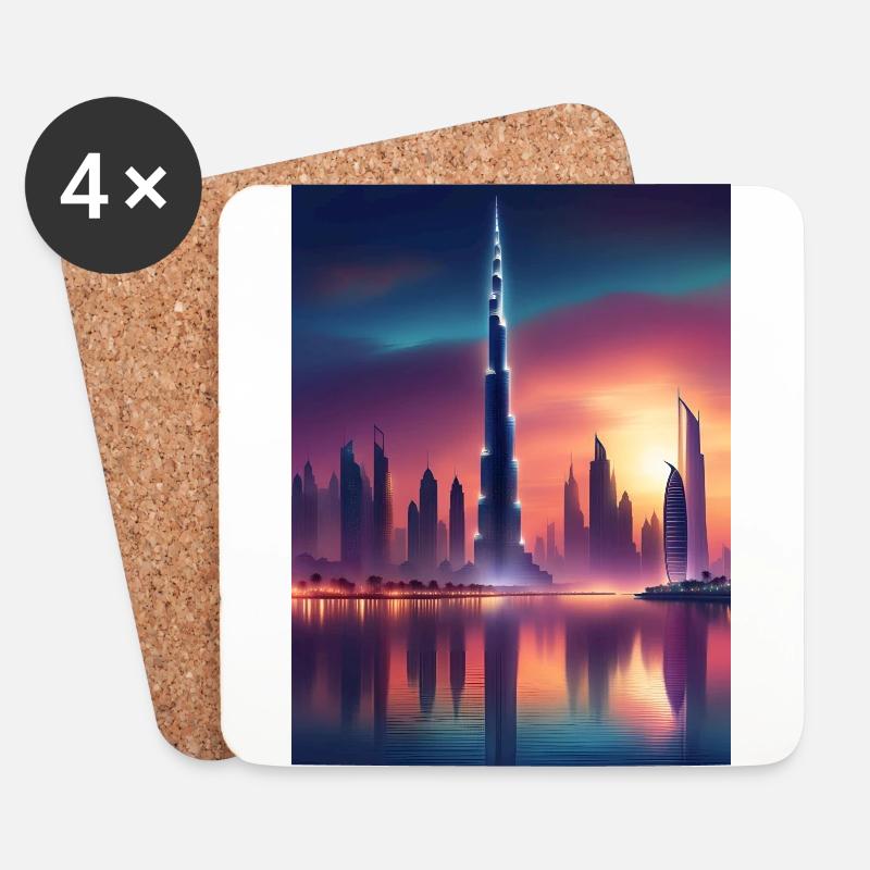 Sonnenuntergang in Dubai - Untersetzer (4er-Set) - Weiß